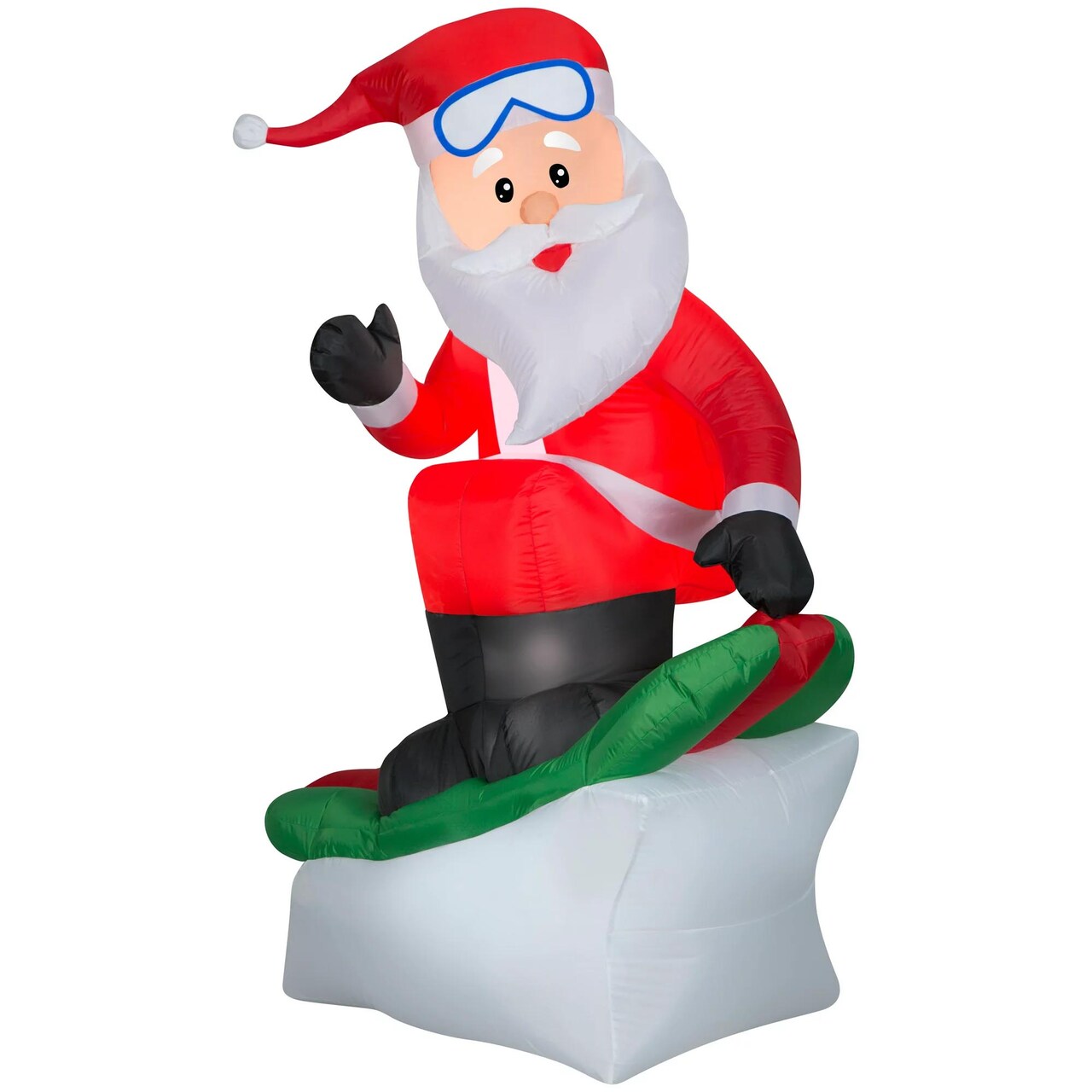 5.5' Gemmy Airblown Santa Claus Riding Snowboard Yard Decoration